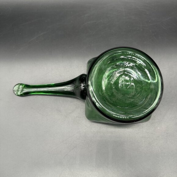 Vintage Green Art Glass Scoop Pan Handmade Square Planter Dish Applied Handle - Picture 7 of 13